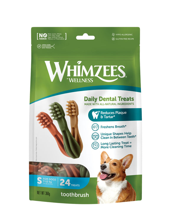 Whimzees Value Bag Toothbrush Dental Treats for Dogs (Small/24pcs)