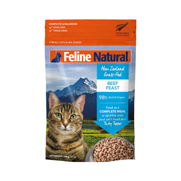 Feline Natural Freeze-Dried Grass-Fed Beef Feast Food for Cats (2 sizes)