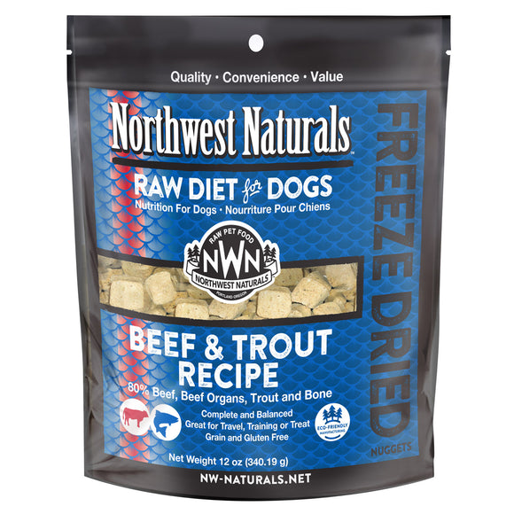 Northwest Naturals Beef & Trout Freeze Dried Raw Diet Dog Food (2 sizes)