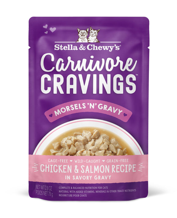 Stella & Chewy’s Carnivore Cravings Morsels 'N' Gravy Chicken & Salmon Pouch for Cats (2.8oz)