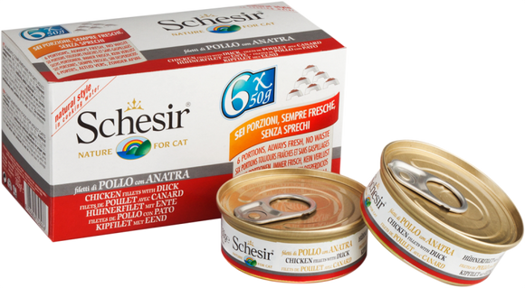 Schesir Multipack Chicken & Duck Canned food for Cats (6x50g)