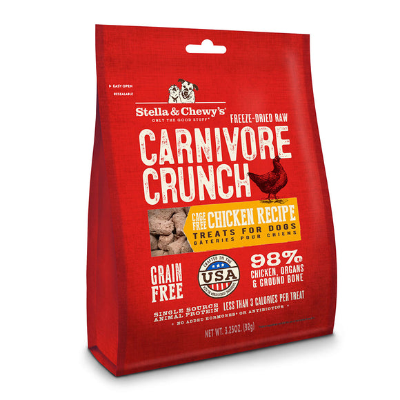 Stella & Chewy’s Freeze-Dried Raw Carnivore Crunch Treats for Dogs (Cage-Free Chicken) 3.25oz