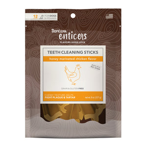 Tropiclean Enticers Teeth Cleaning Sticks For Dogs – Honey Marinated Chicken (12ct)