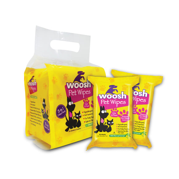 Woosh Pet Wipes (3packs x 20sheets)