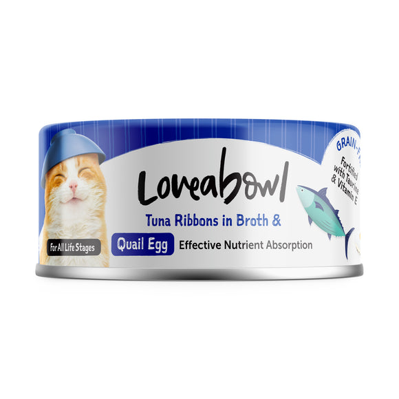 [1ctn=24cans] Loveabowl Tuna Ribbons in Broth with Quail Egg Wet Canned Food for Cats
