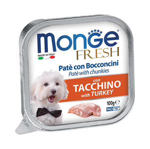 [1ctn=32pcs] Monge Fresh Pate & Chunkies with Turkey Dog Food (100g)