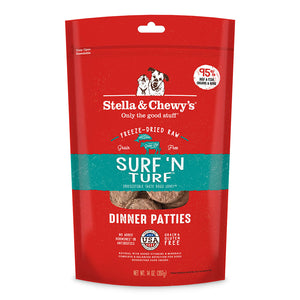 Stella & Chewy’s Surf ‘N Turf Freeze-Dried Raw Dinner Patties (14oz)