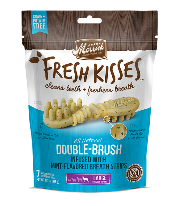 [MR-66043] [30% OFF] Merrick Fresh Kisses infused with Mint-Flavored Breath Strips (Large Dog, 50+lbs) (4pcs/pkt)