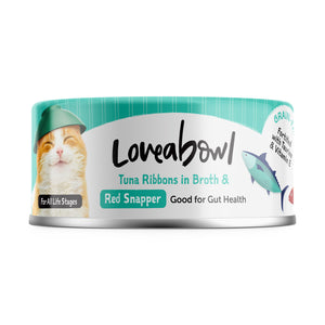 [1ctn=24cans] Loveabowl Tuna Ribbons in Broth with Red Snapper Wet Canned Food for Cats