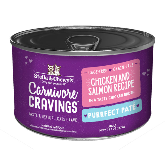 Stella & Chewy's Carnivore Cravings-Purrfect Pate Chicken & Salmon Pate Recipe in Broth for Cats (5.2oz)