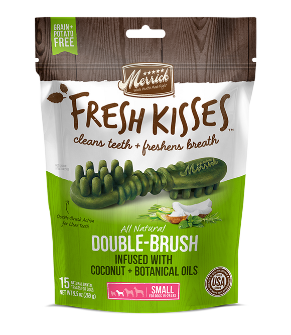 [MR-66021] [30% OFF] Merrick Fresh Kisses infused with Coconut + Botanical Oils Breath Strips (Small Dog, 15-25lbs) (9pcs/pkt)