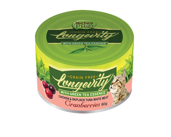 NurturePro Longevity Chicken & Skipjack Tuna Meat with Cranberries Canned Food for Cats (80g)