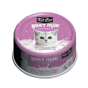 [1carton] Kit Cat Gourmet Goat Milk Series Canned Food (White Meat Tuna Flakes & Crab) 70g x 24cans