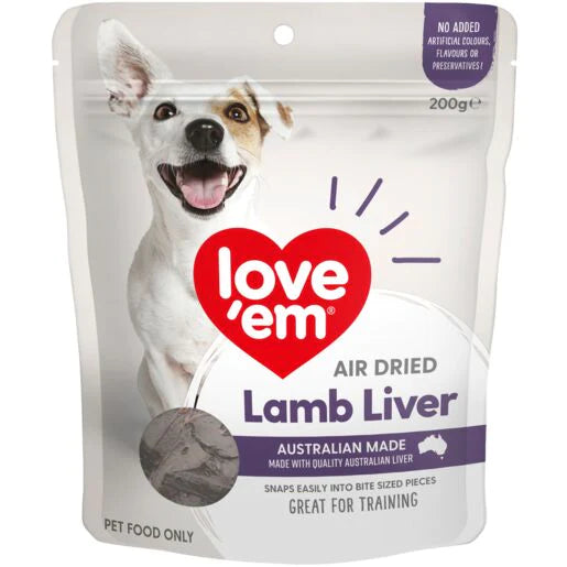 Love'em Air Dried Lamb Liver Dog Treats 200g