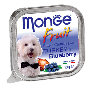[1ctn=32pcs] Monge Pate & Chunkies with Turkey & Blueberries Dog Food (100g)