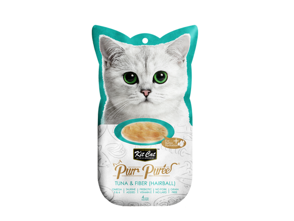 Kit Cat Purr Purée (Tuna & Fiber (Hairball)) 4 x 15g Sachets