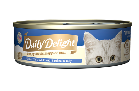 [1carton=24cans] Daily Delight Skipjack Tuna White with Sardine in Jelly (80g)