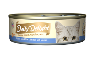 [1carton=24cans] Daily Delight Skipjack Tuna White & Chicken with Salmon (80g)