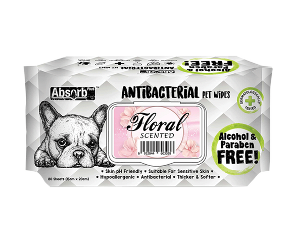 Absorb Plus Antibacterial Pet Wipes (Floral) 80pcs