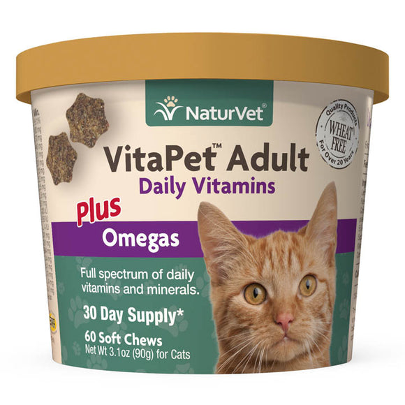 Naturvet Vitapet Adult Daily Vitamins Plus Omegas For Cats (60ct)