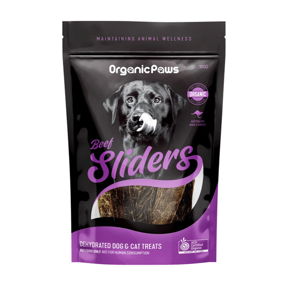 Organic Paws Beef Sliders Dehydrated Treats for Dogs & Cats (100g)