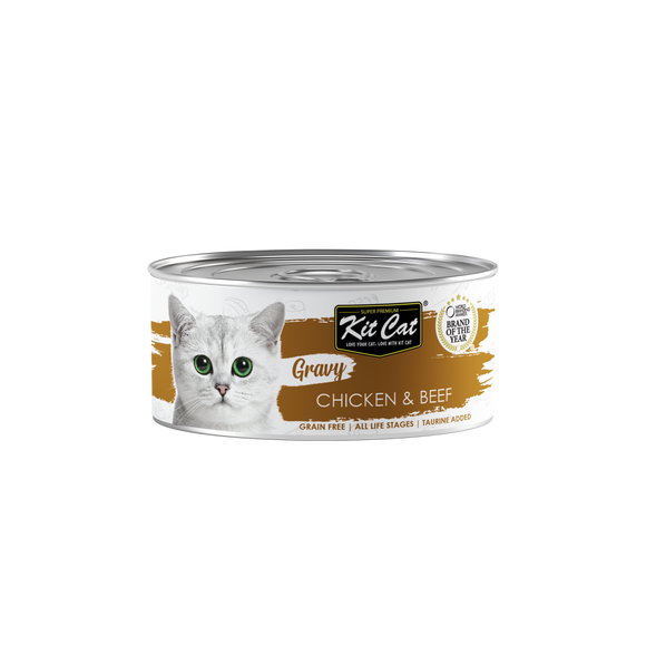 [1carton] Kit Cat Gravy Series Canned Food (Chicken & Beef) 70g x 24cans