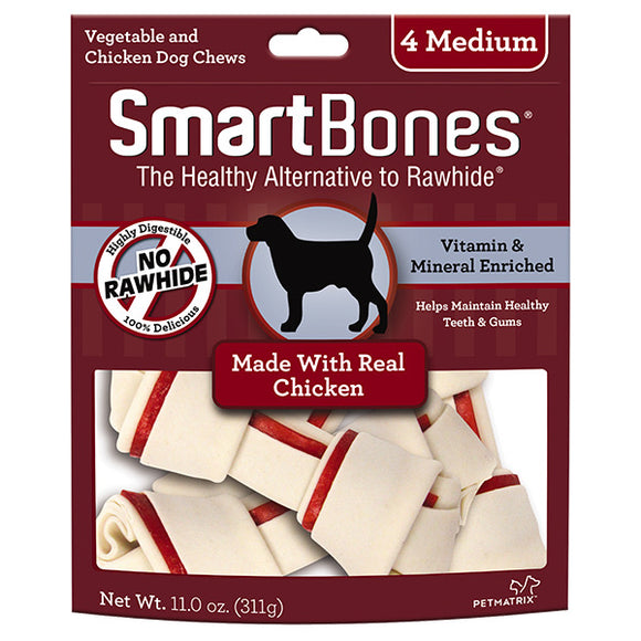 SmartBones Chicken Classic Bone Chews for Dogs - Medium (4 pieces)