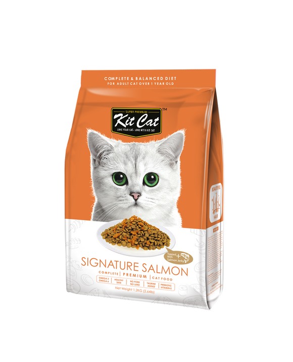 Kit Cat Signature Salmon (Beautiful Hair) Dry Food for Cats (2 sizes)