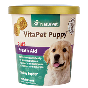 NaturVet VitaPet Puppy Plus Breath Aid Soft Chews (70ct/5.4oz/154g)