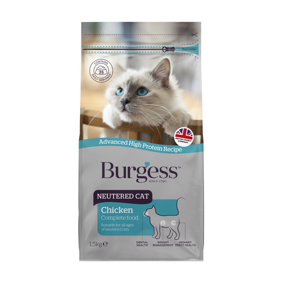 Burgess Neutered Cat Chicken Dry Food (1.5kg)