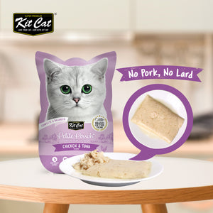 [1ctn=24pcs] Kit Cat Petite Pouch Complete & Balanced Wet Cat Food - Chicken & Tuna in Aspic (70g x 24)