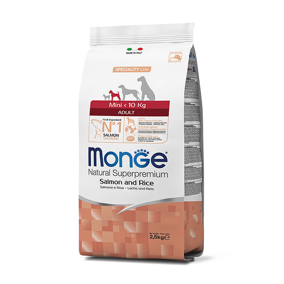 [MC-1570] Monge Natural Superpremium Mini Salmon & Rice Recipes Dry Food for Dogs (2.5kg)