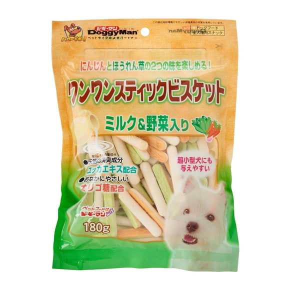 [DM-80711] DoggyMan Bowwow Milk & Vegetable Stick Biscuit for Dogs (180g)
