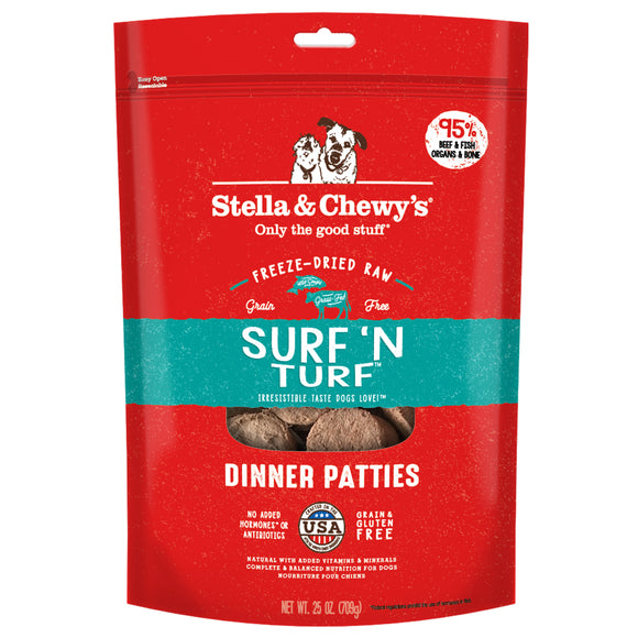 Stella & Chewy’s Surf & Turf Freeze-Dried Raw Dinner Patties (25oz)