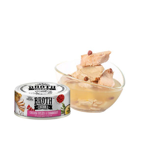 Absolute Holistic Broth Chunks Dogs & Cats Wet Food - 80G (Chicken Cutlets & Cranberry)