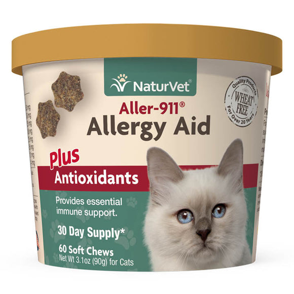 Naturvet Aller 911 Cat Allergy Aid Plus Antioxidants for Cats (60’s)