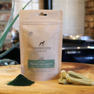 [1107] The Innocent Pet | The Innocent Hound Skin & Coat Support Sausages with Aloe Vera and Spirulina for Dogs (10pcs)