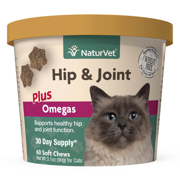 Naturvet Hip & Joint Plus Omegas for Cats (60ct)