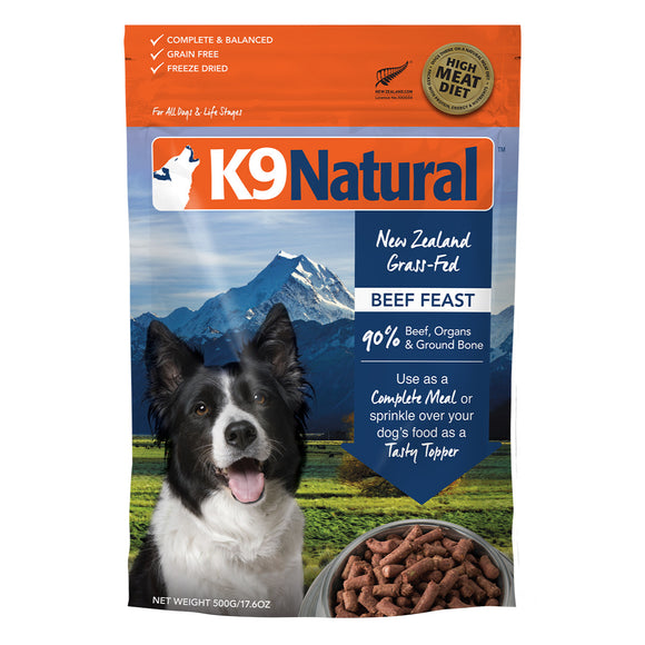 K9 Natural Freeze-Dried Grass-Fed Beef Feast Food for Dogs (3 sizes)