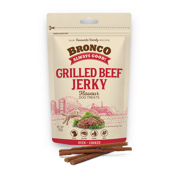 [3FOR$8.90] Bronco Oven-Cooked Grilled Beef Jerky Treats for Dogs (70g)