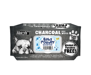 Absorb Plus Charcoal Pet Wipes (Baby Powder) 80pcs