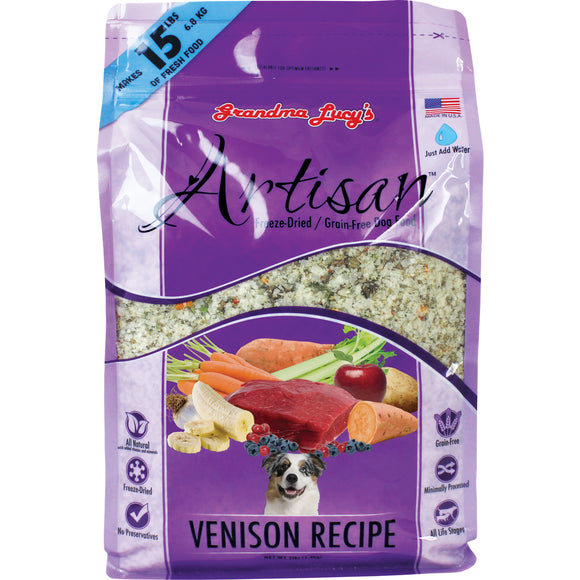 Grandma Lucy’s Artisan Freeze-Dried / Grain Free Venison Recipes Food for Dogs (3lb)
