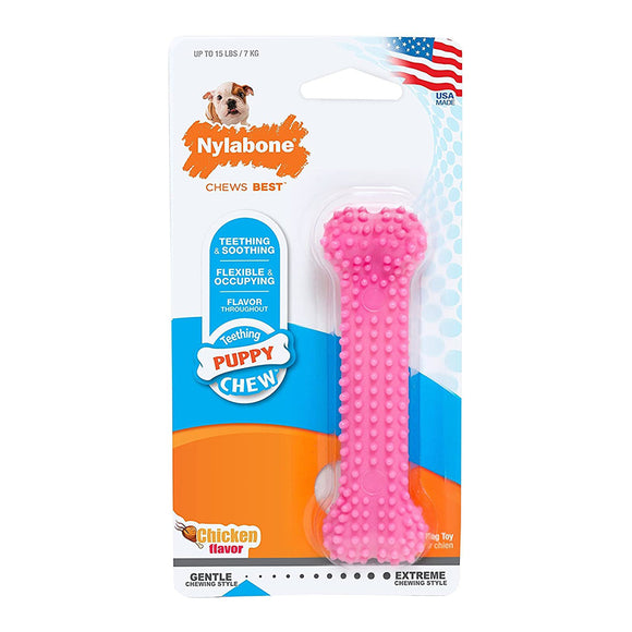 Nylabone Puppy Teething & Soothing Flexible Chew Toy (Chicken Flavor) Petite
