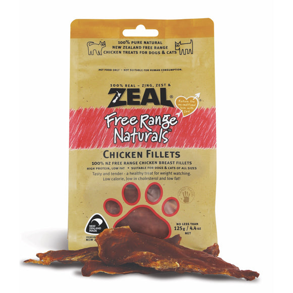 [Buy2Free1] Zeal Free Range Natural Chicken Fillets Treats for Dogs & Cats (125g)