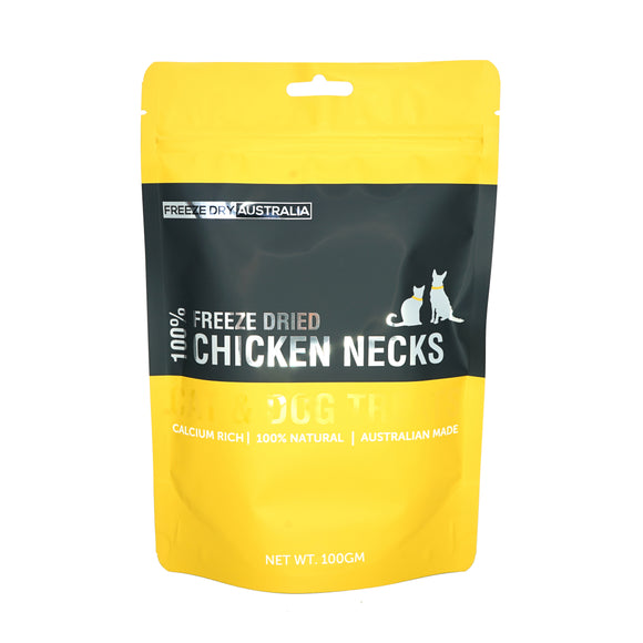Freeze Dry Australia Freeze-Dried Chicken Neck Treats for Dogs & Cats (100g)