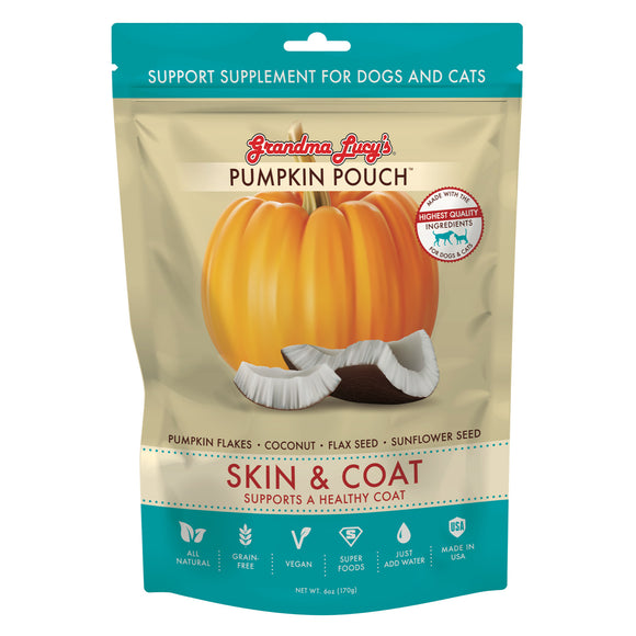 Grandma Lucy’s Pumpkin Pouch Skin & Coat Support Supplements for Dogs & Cats (6oz)