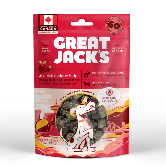 Canadian Jerky Great Jack's Liver with Cranberry Recipe Treats for Dogs (7oz / 198g)
