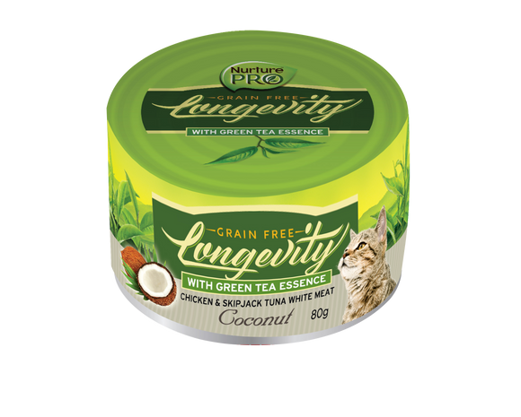 NurturePro Longevity Chicken & Skipjack Tuna Meat with Coconut Canned Food for Cats (80g)