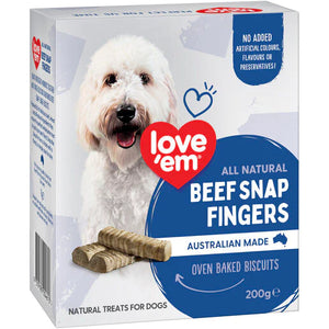 Love'em Beef Snap Finger Cookies Dog Treats 200g