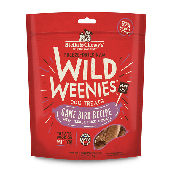 Stella & Chewy’s Freeze-Dried Raw Wild Weenies Treats for Dogs (Game Bird) 3.25oz